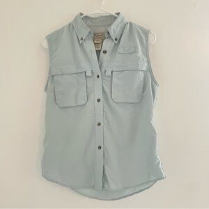 L.L. Bean Light Blue Sleeveless Button-Up Women's Top